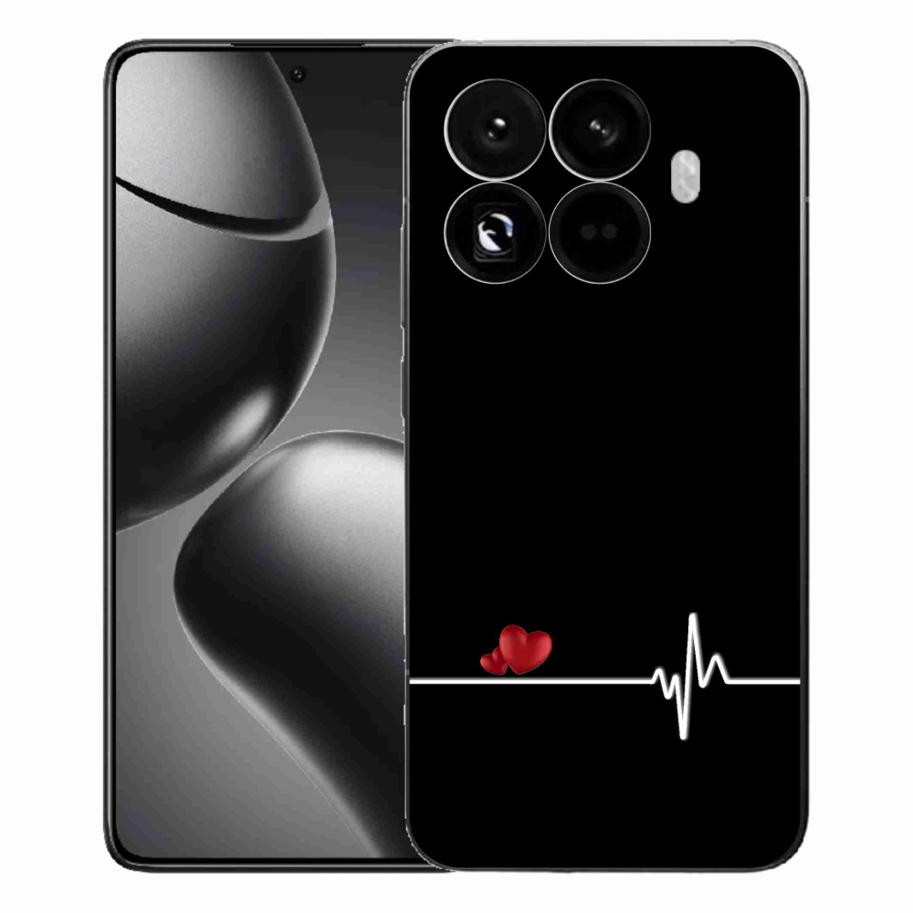 Gél borító mmCase a Xiaomi 15T Pro számára - szív és szívverés fekete háttérrel