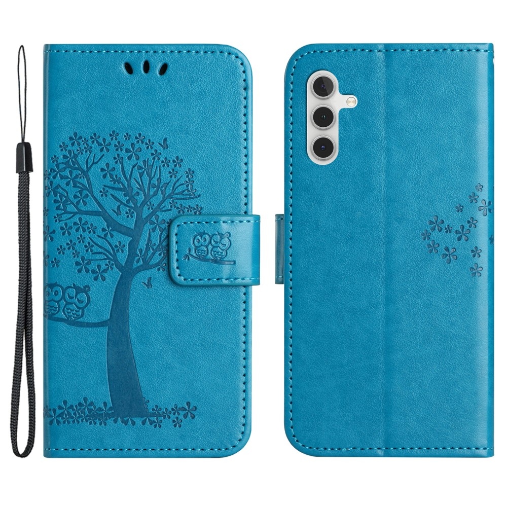 Fás könyv tok Samsung Galaxy S24+/S25+ készülékhez - kék