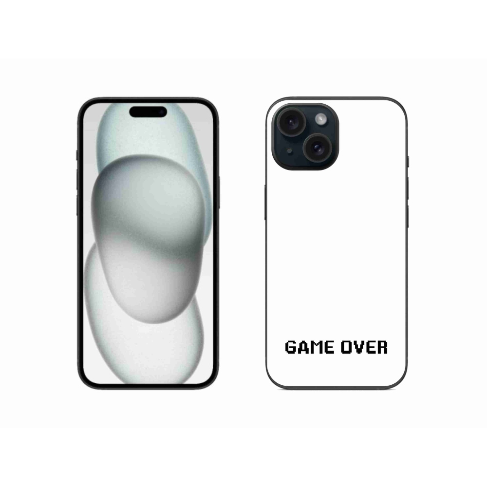 Gél borítás mmCase iPhone 15 készülékhez - játék fehér háttérrel