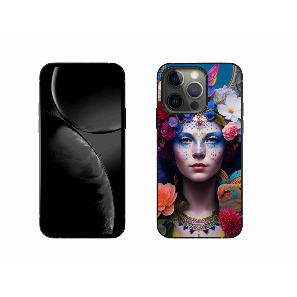 Gél borítás mmCase iPhone 13 Pro készülékhez - nő virágokkal