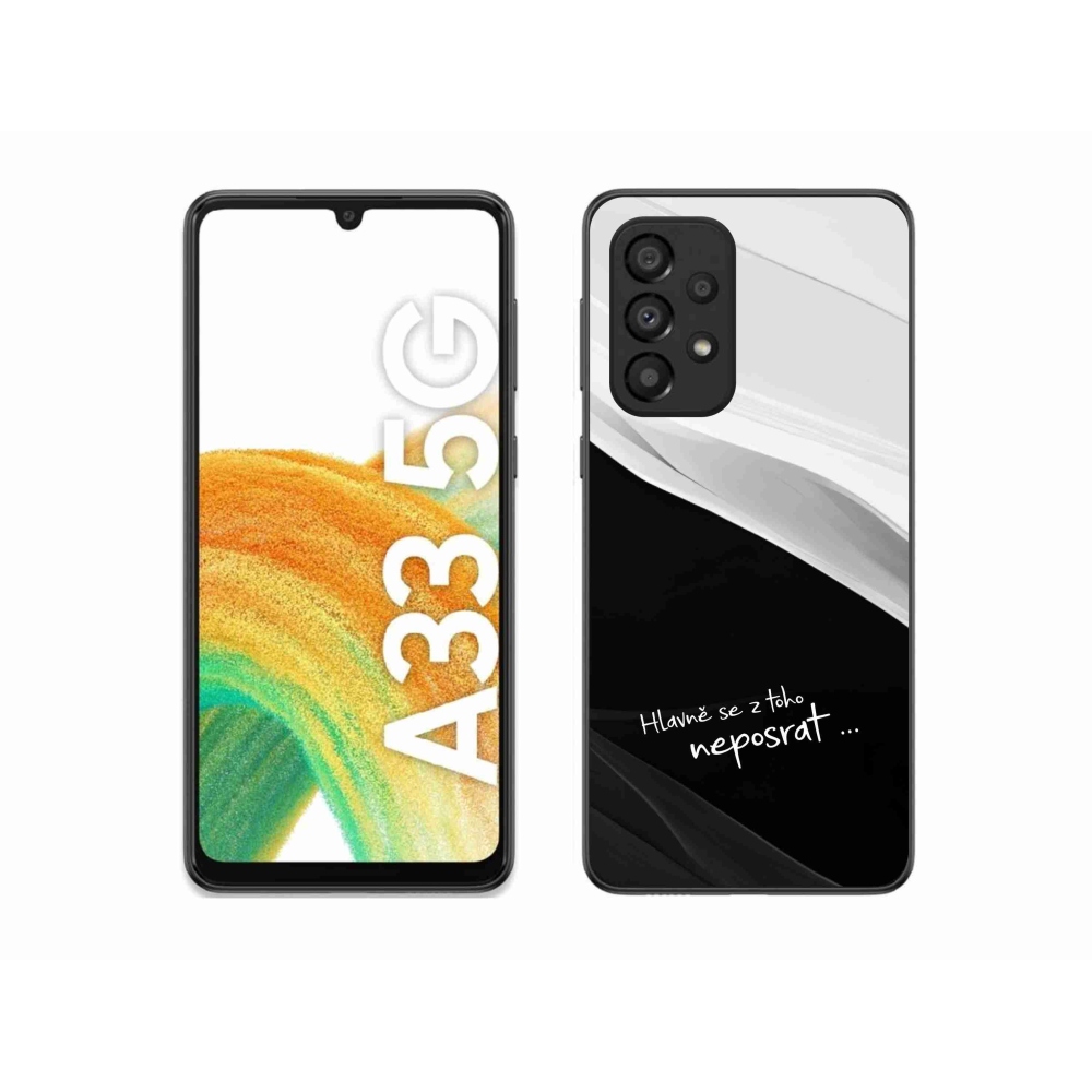 Gél borító mmCase Samsung Galaxy A33 5G - vicces szöveg 13 fekete és fehér háttérrel