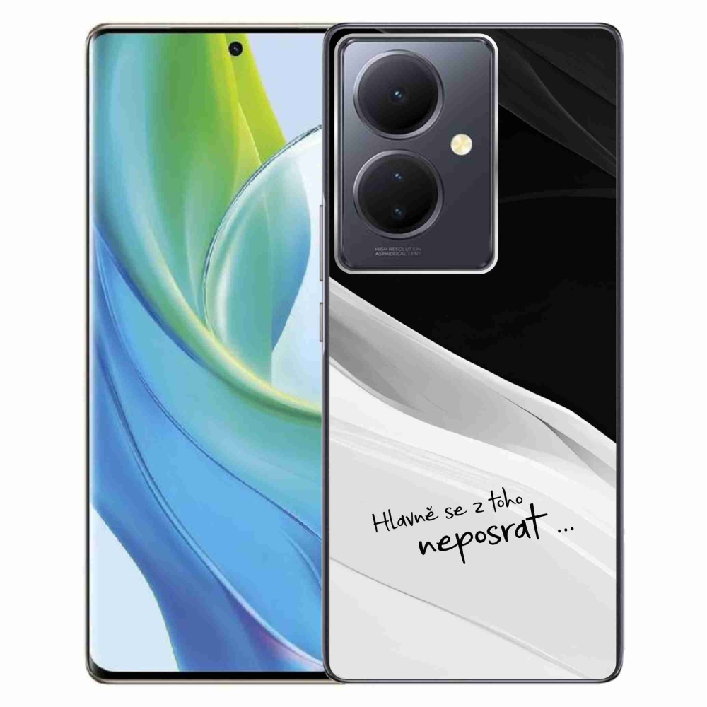 Gél borító mmCase a Vivo V29 Lite 5G számára - vicces szöveg 13 fehér és fekete háttérrel