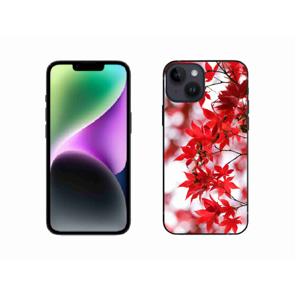 Zselés borítás mmCase iPhone 14 készülékhez - piros levelek