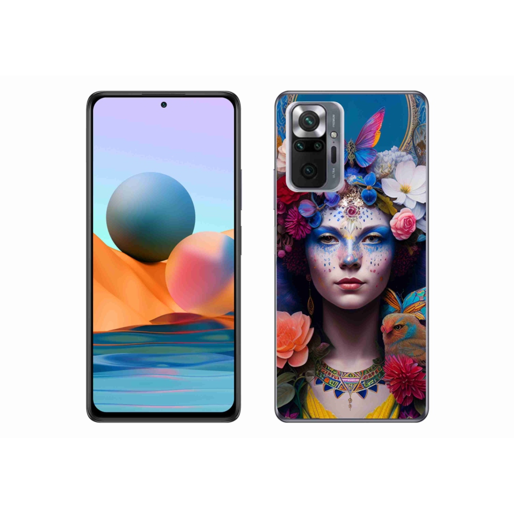 Gél borítás mmCase a Xiaomi Redmi Note 10 Pro-hoz - nő virágokkal