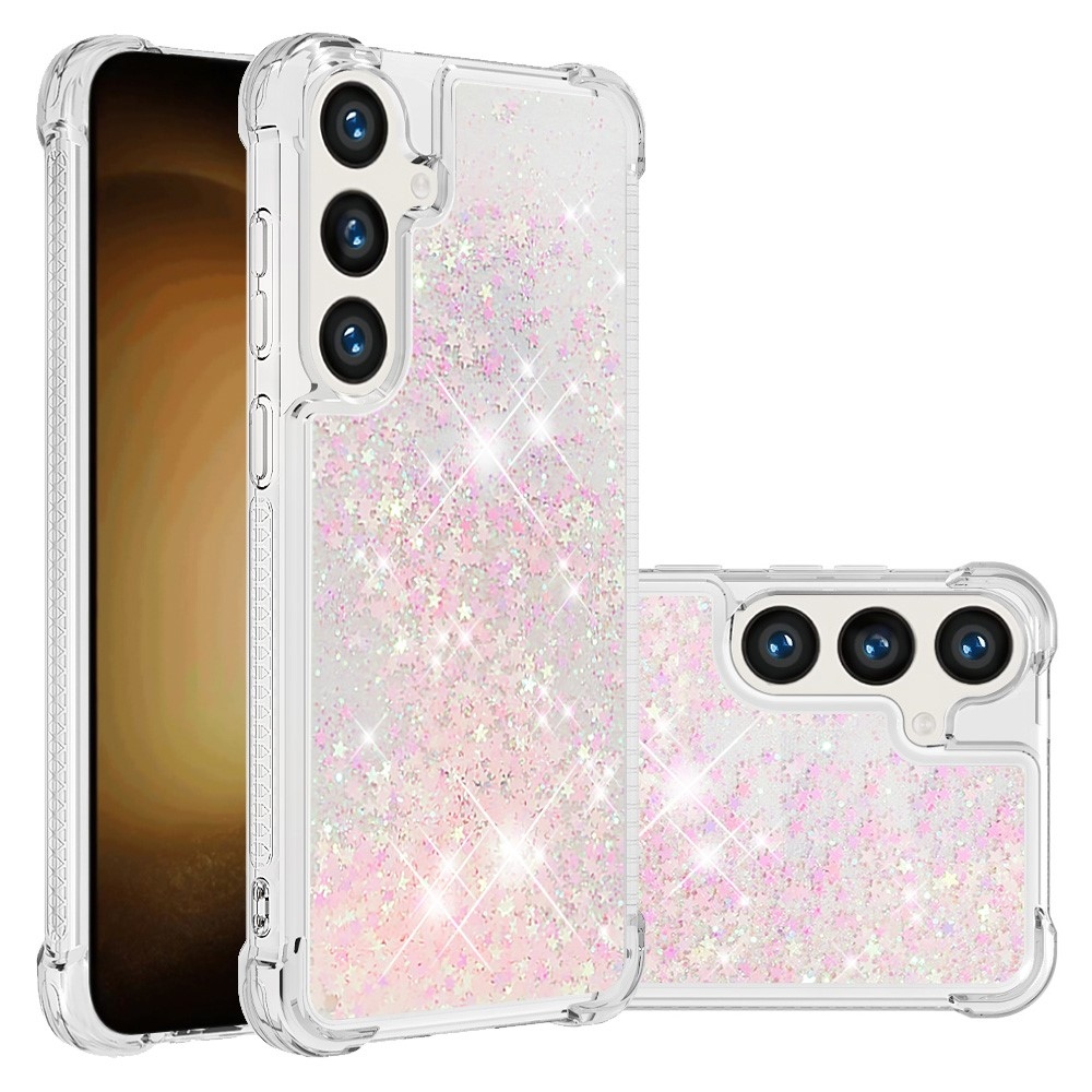 Glitter homokóra zselés tok Samsung Galaxy S24+ - rózsaszín / csillagok
