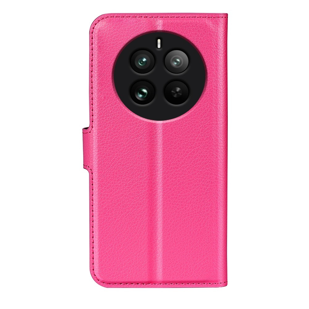 Litchi könyvtáska a Realme 12 Pro 5G/12 Pro+ 5G számára - rózsaszínű