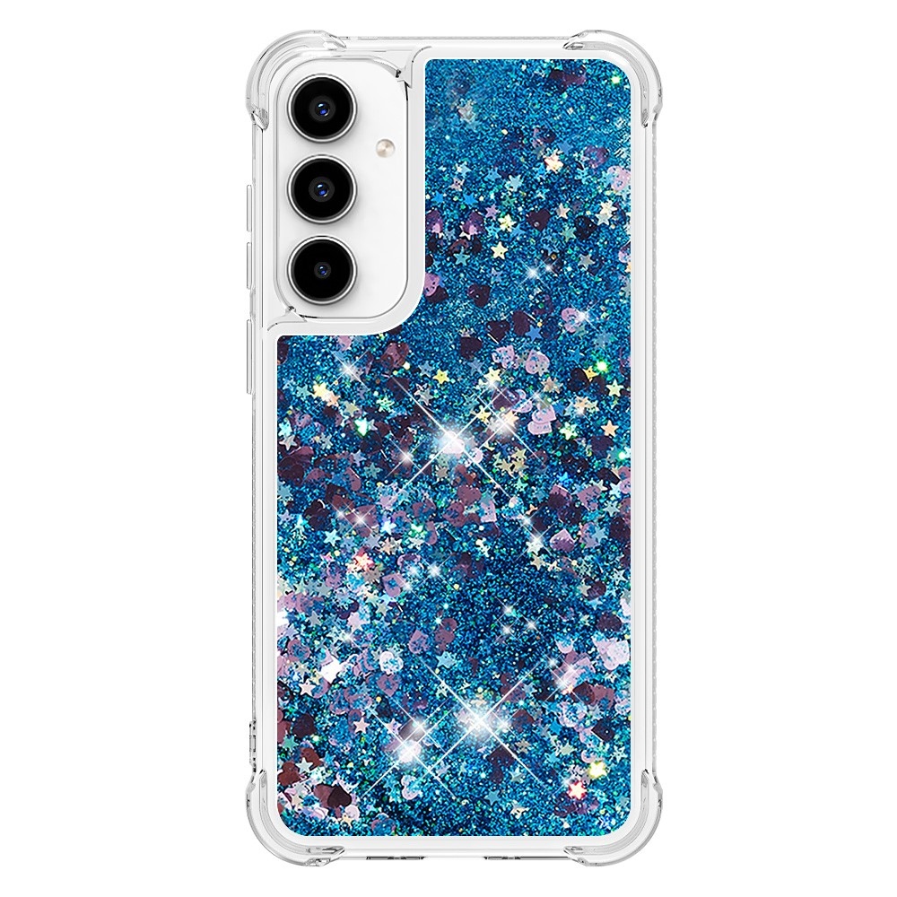 Glitter zselés homokóra tok Samsung Galaxy A55 5G - kék/szív