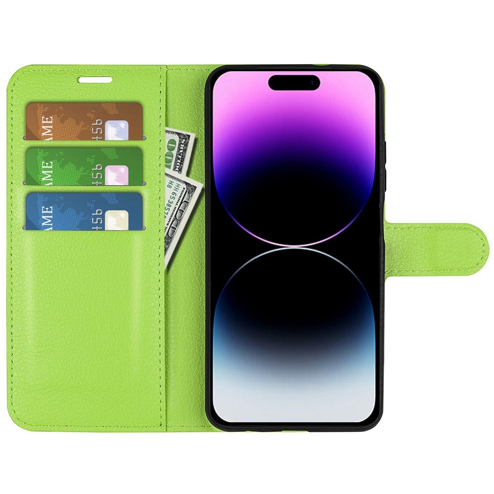Litchi könyv tok iPhone 15 Pro Max készülékhez - zöld