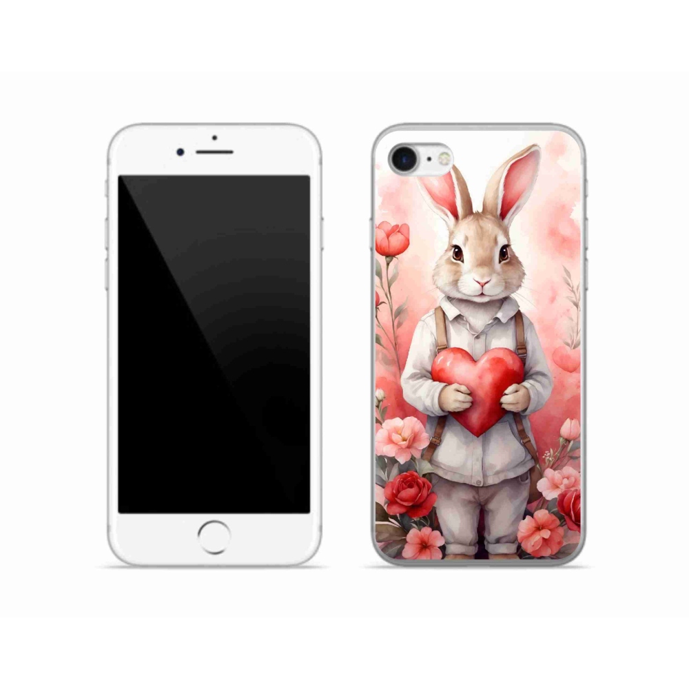 Zselés borítás mmCase iPhone SE (2022) - nyúl szívvel