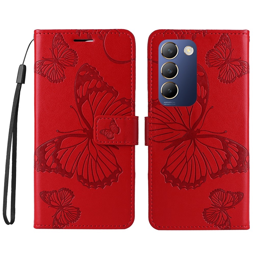Nagy pillangó könyv tok a Vivo V40 SE 4G/5G-hez - piros