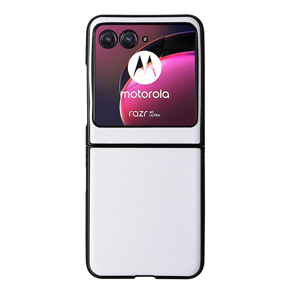 Textúrás műanyag borítás műbőrrel a Motorola Razr 40 Ultra 5G készülékre - fehér