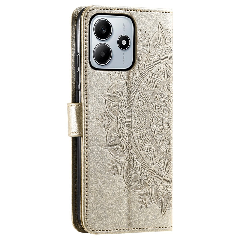 Mandala könyv tok a Xiaomi Redmi Note 14 5G-hez - arany színű