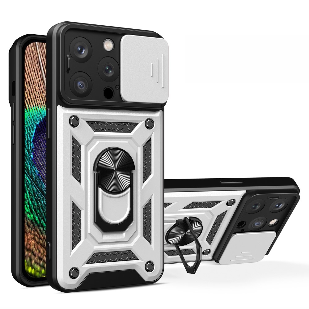 Tartós csúszásbiztos borítás iPhone 15 Pro készülékhez - ezüst