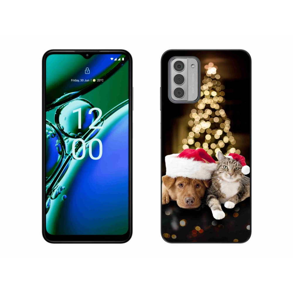 Zselés borítás mmCase a Nokia G42 készülékhez - Karácsonyi kutya és macska
