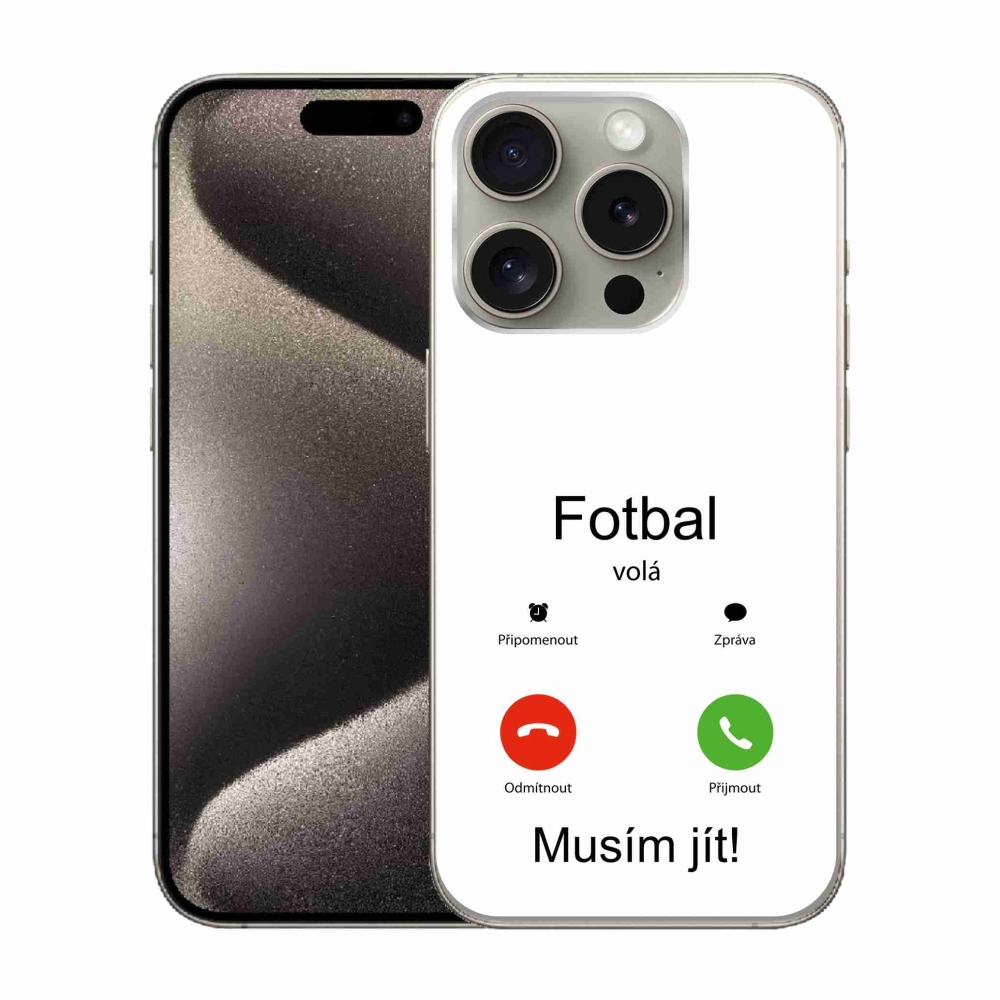 Gél borítás mmCase iPhone 15 Pro készülékhez - futballhívások fehér háttérrel