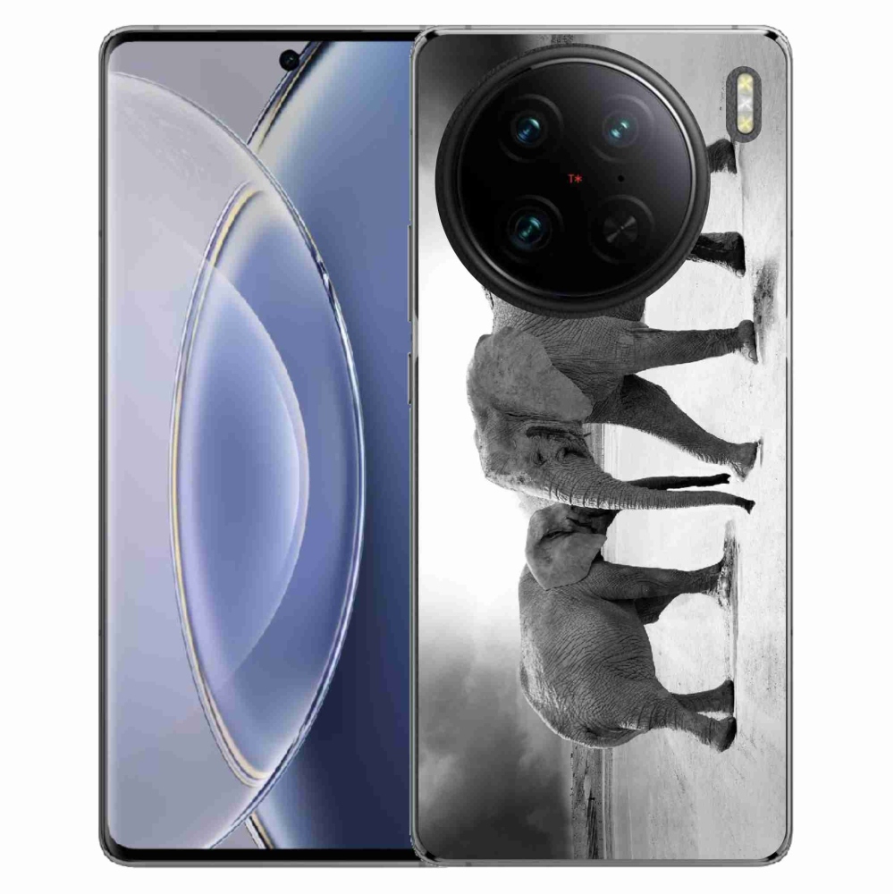 Gél borítás mmCase a Vivo X90 Pro készülékhez - fekete és fehér elefántok