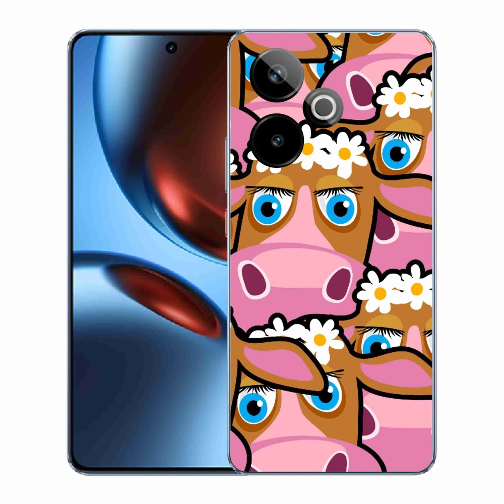 Rugalmas zselés tok mmCase képpel a Realme GT 7 5G/GT 7T 5G számára - rajzfilmtehenek