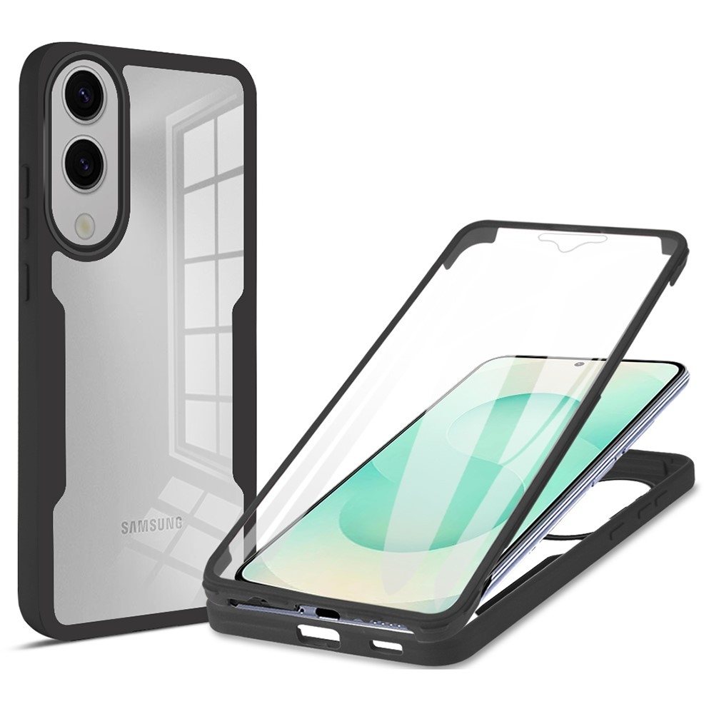 Akril zselés tok keretben képernyővédővel Samsung Galaxy S25 Edge készülékre - fekete