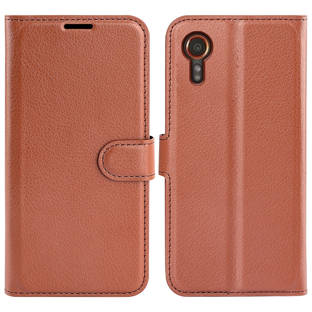 Litchi könyv tok Samsung Galaxy Xcover 7 készülékhez - barna