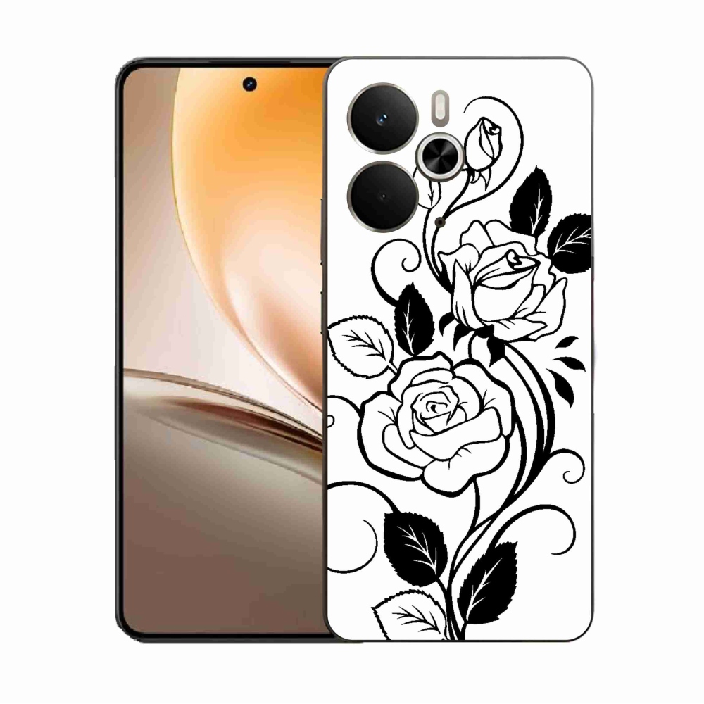 Gél borítás mmCase a Realme 14 5G készülékhez - fekete és fehér rózsa