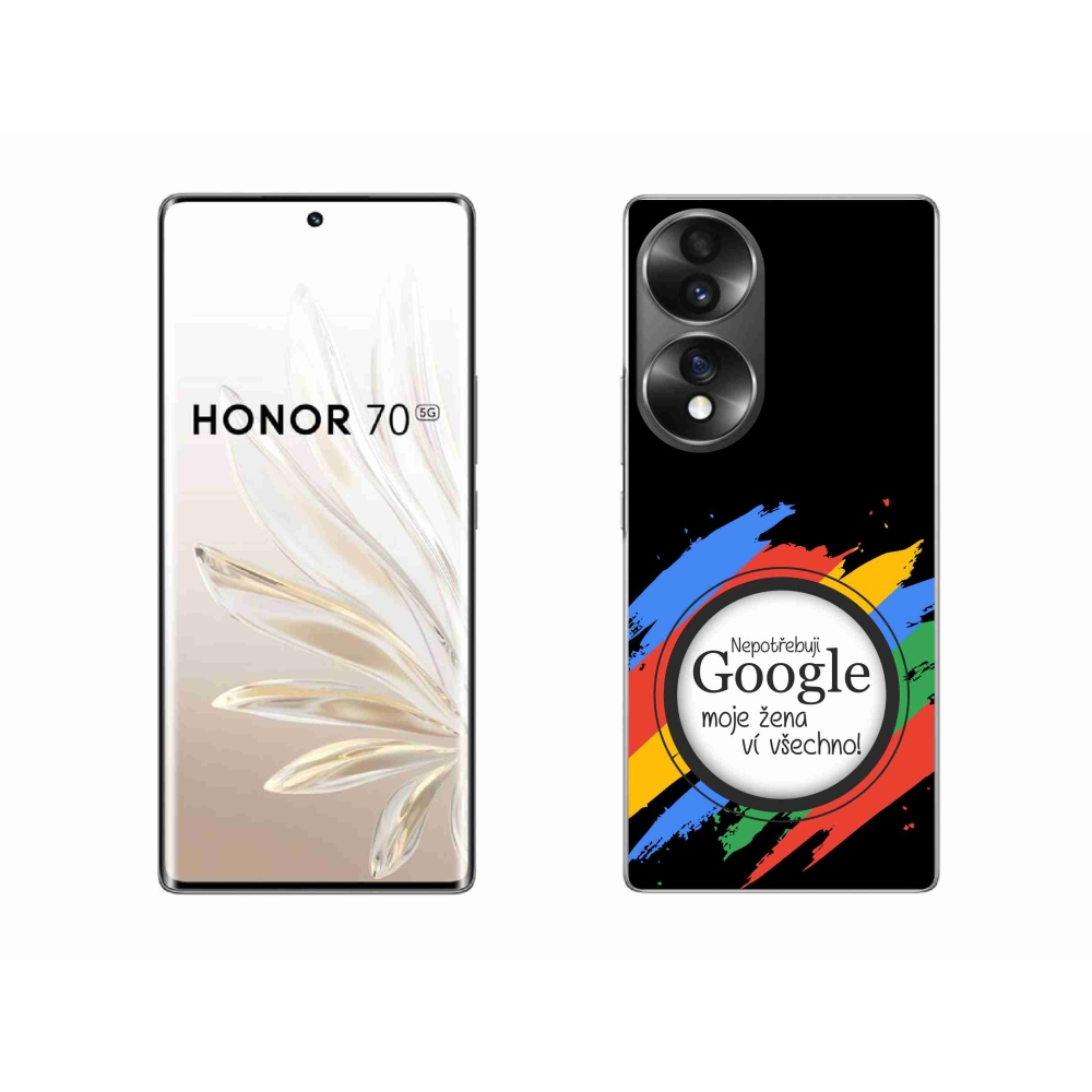 Gél borító mmCase a Honor 70-en - a nő mindent tud fekete háttérrel