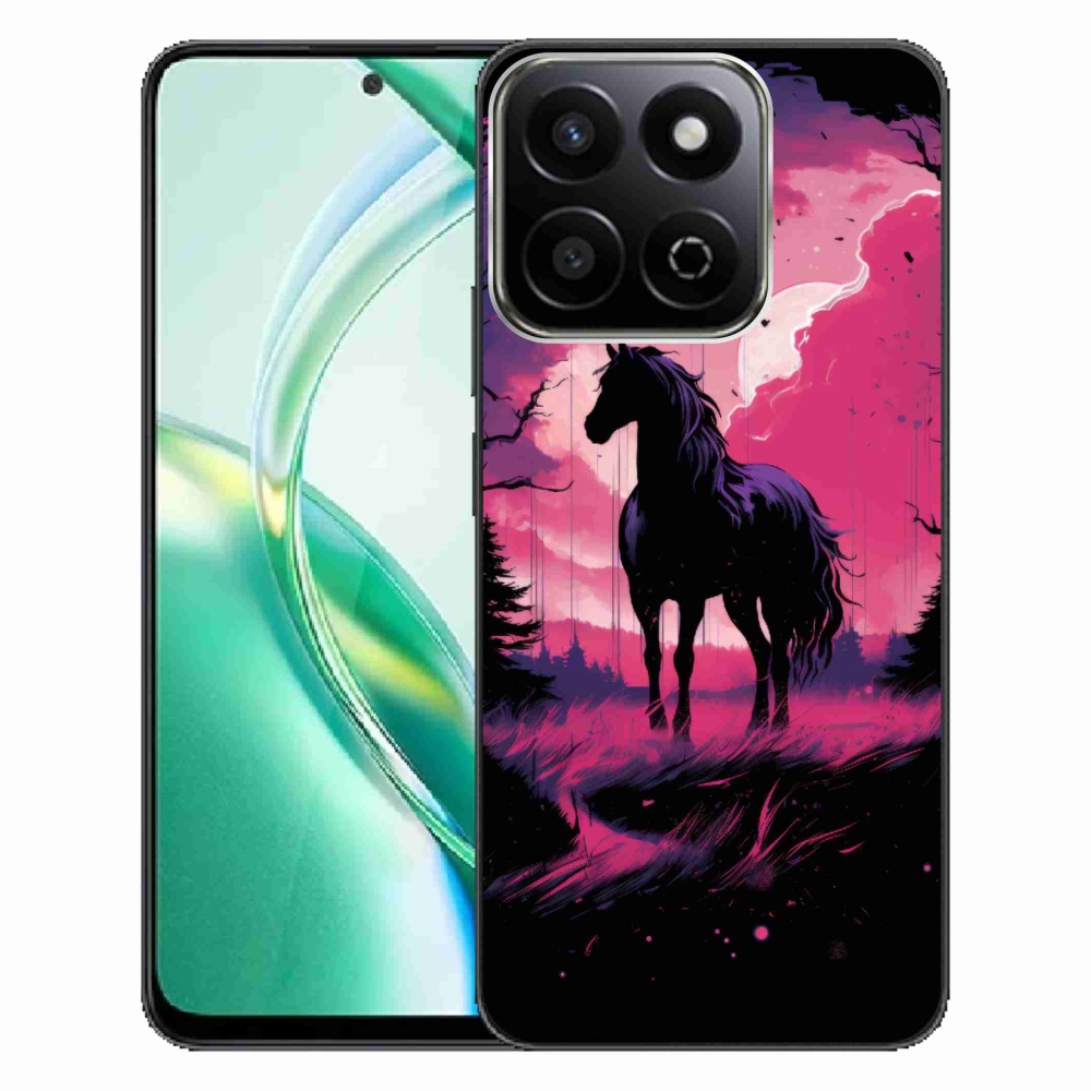 Zselés borító mmCase a Honor 200 Smart 5G készülékhez - fekete rajzfilm ló 1
