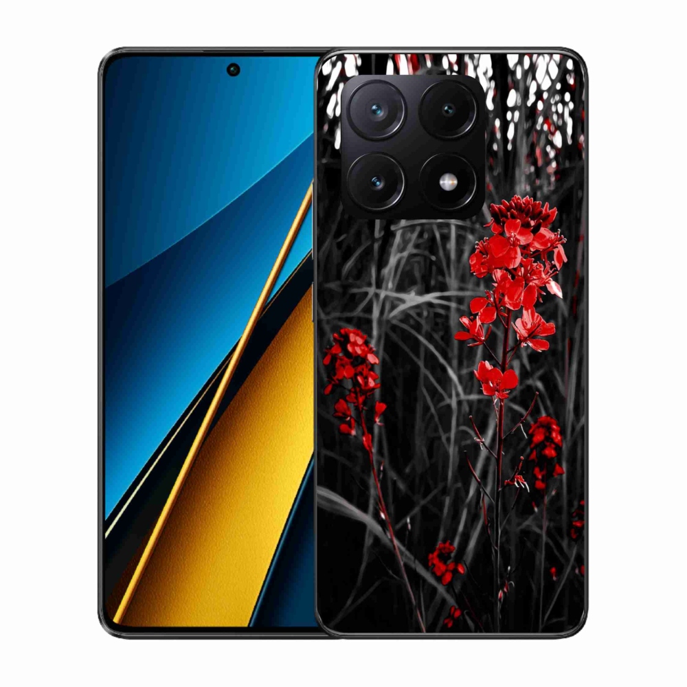 Gél borítás mmCase a Xiaomi Poco X6 Pro 5G számára - piros növény