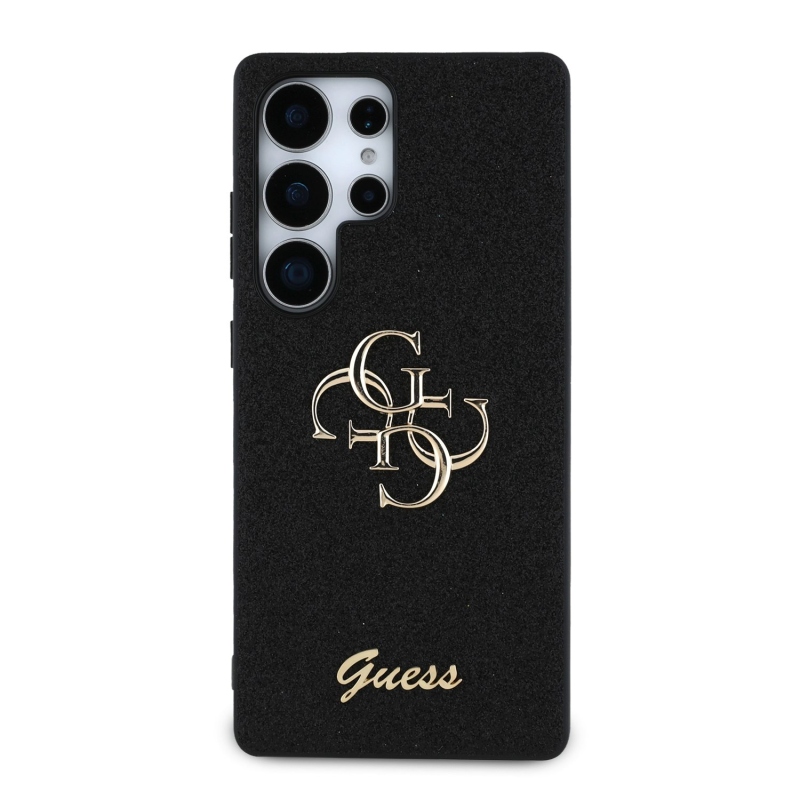 Guess PU Fixed Glitter 4G Metal Logo hátlap Samsung Galaxy S25 Ultra fekete
