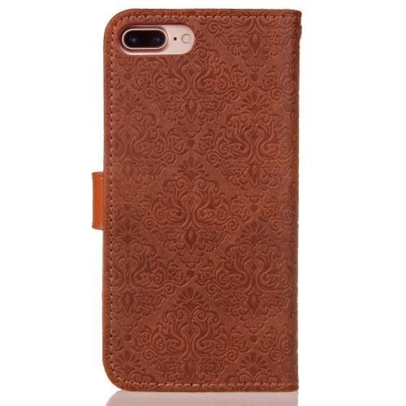 Damaszk PU bőr tok iPhone 8 Plus és 7 Plus készülékhez - barna
