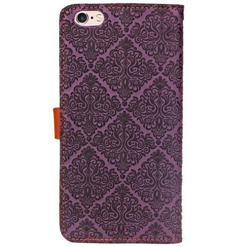 Damaszk PU bőr tok iPhone 6 Plus és iPhone 6s Plus készülékhez - lila