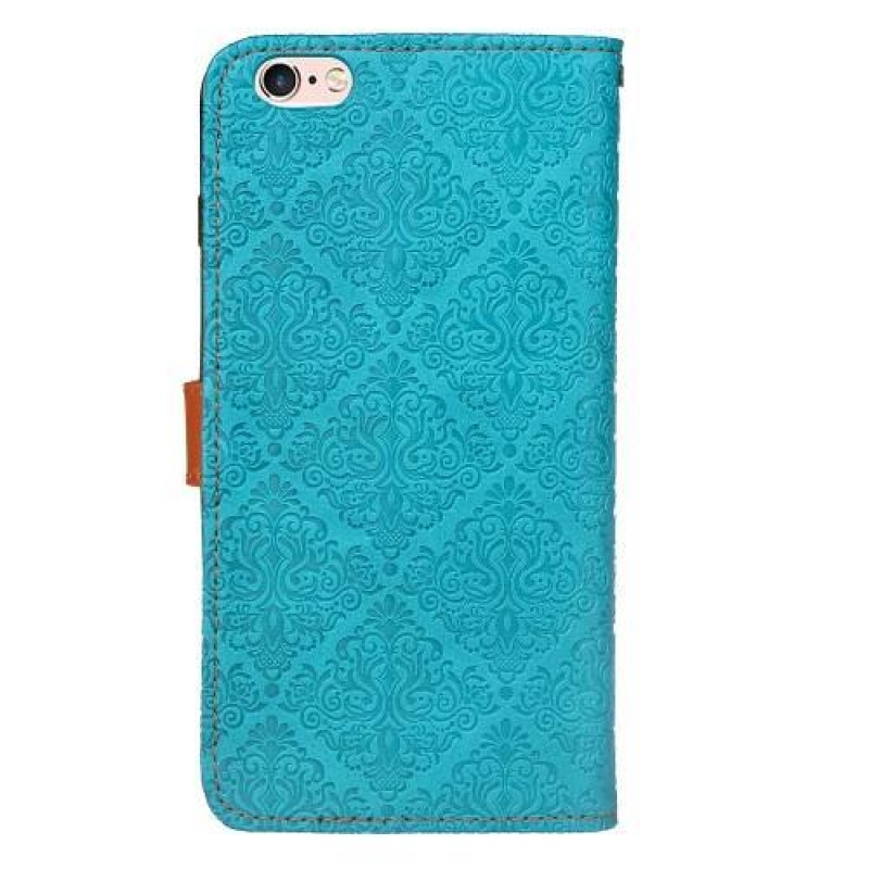 Damaszk PU bőr tok iPhone 6 Plus és iPhone 6s Plus készülékhez - kék