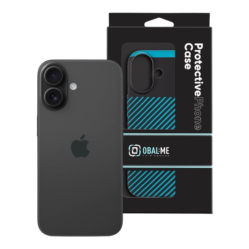 Borító:ME Flossy Stripes Cover for Apple iPhone 16 Fekete/Teal borító az Apple iPhone 16 készülékhez