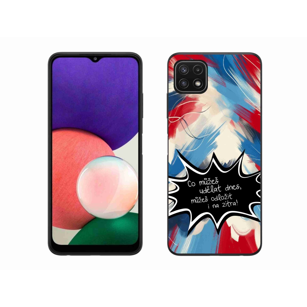 Gél borító mmCase Samsung Galaxy A22 5G - vicces szöveg 9 fekete háttér