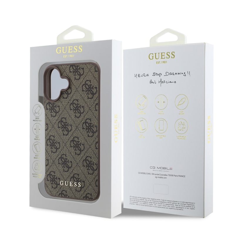 Guess 4G Charm hátlap iPhone 16 Plushoz Tone on Tone Barna