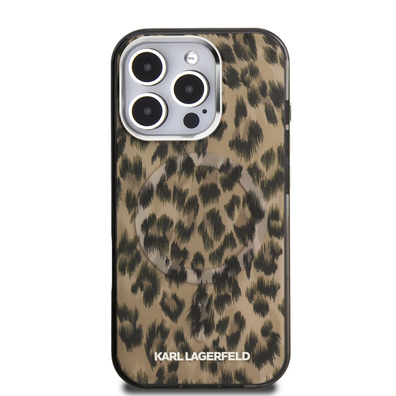 Karl Lagerfeld IML Leopard Leopard MagSafe hátlap iPhone 16 Pro Max barna színű készülékhez