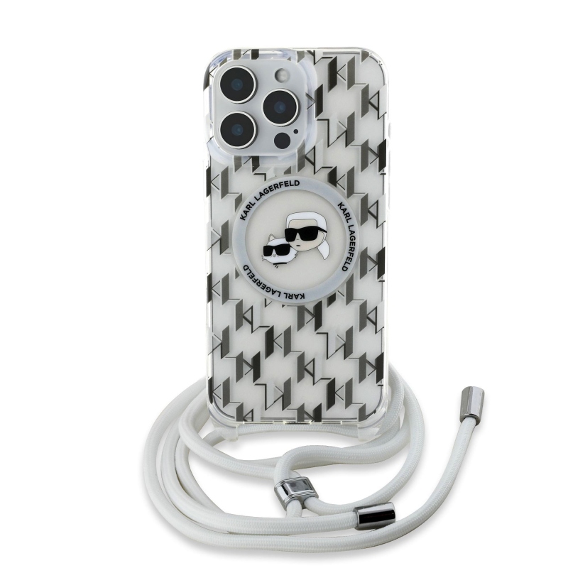 Karl Lagerfeld IML Monogram Kereszttest K&CH Heads MagSafe hátlap iPhone 16 Pro átlátszóhoz