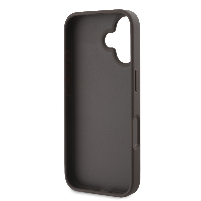 Guess PU 4G Strass háromszög fém logó hátlap iPhone 16-hoz barna barna