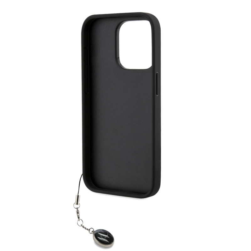Karl Lagerfeld PU Saffiano strasszos varázslatos hátlap iPhone 15 Pro Max-hoz Fekete