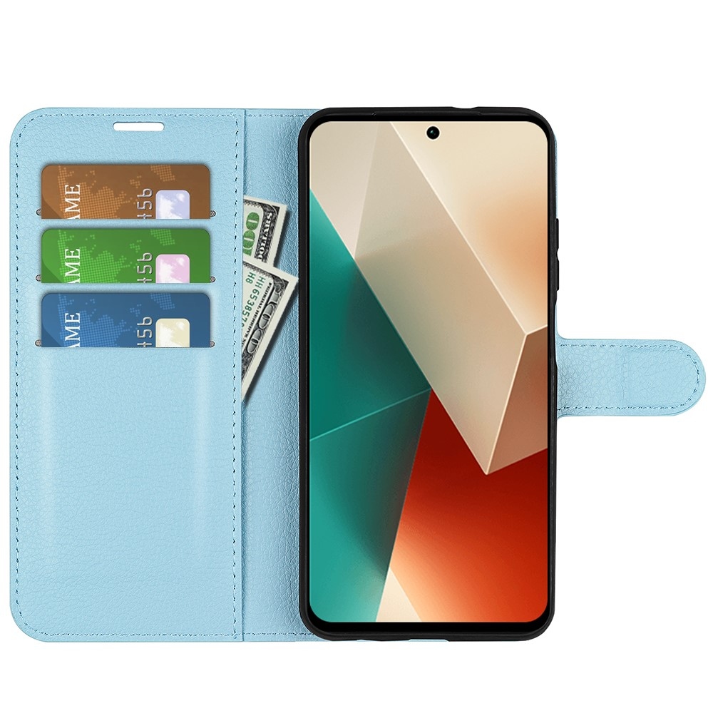 Litchi könyv tok Xiaomi Redmi Note 13 5G-hez - kék