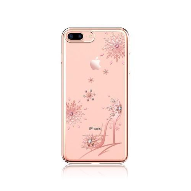 Dekorációs kristály műanyag tok iPhone 8 Plus és 7 Plus készülékhez - papucs és hópelyhek