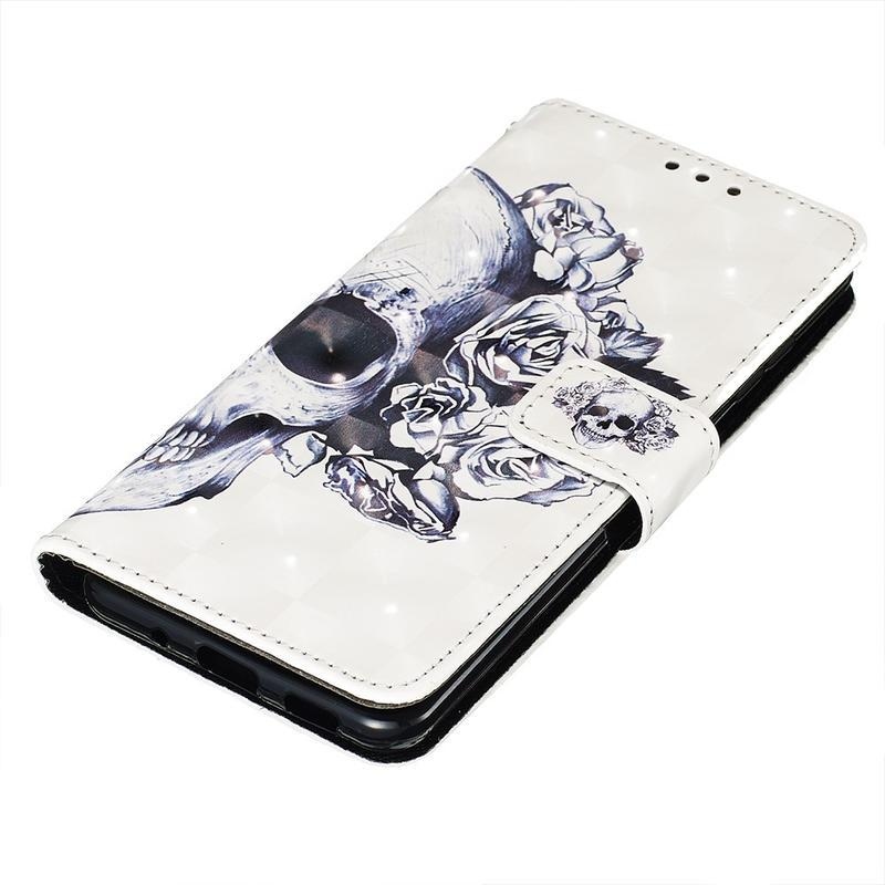 Dekor PU bőr pénztárca tok Samsung Galaxy S20 Plus-hoz - koponya