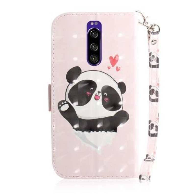 Dekor PU bőr pénztárca tok Sony Xperia 1 - panda 2 - panda 2 számára