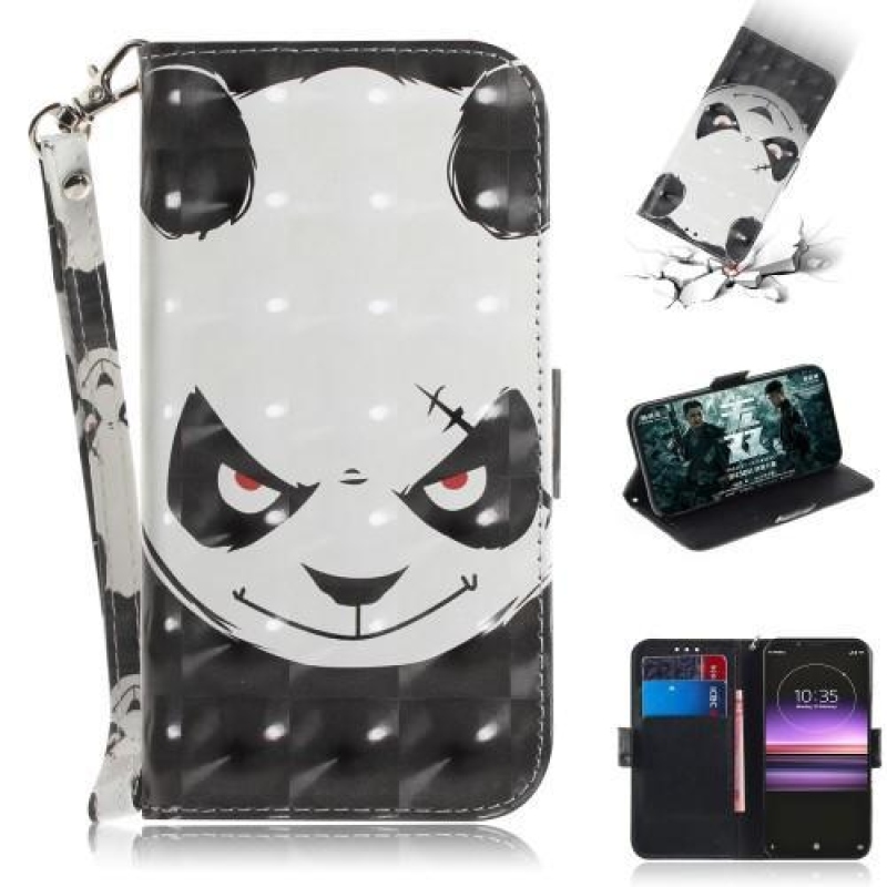 Dekor PU bőr pénztárca tok Sony Xperia 1 - panda