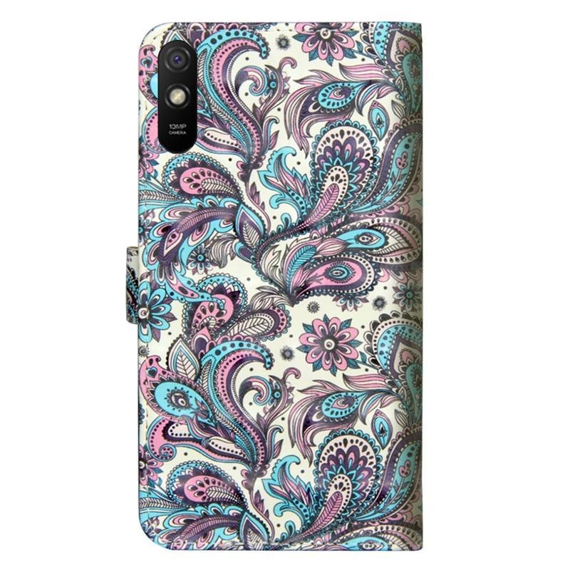 Nyomtatás PU bőr pénztárca tok Xiaomi Redmi 9A/9AT - kasmír minta