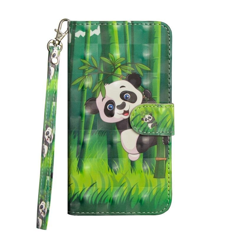 Nyomtatás PU bőr pénztárca tok Xiaomi Redmi 9A/9AT - panda a bambuszon