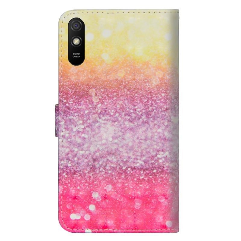 Nyomtatás PU bőr pénztárca tok Xiaomi Redmi 9A/9AT-hoz - csillogó mintás