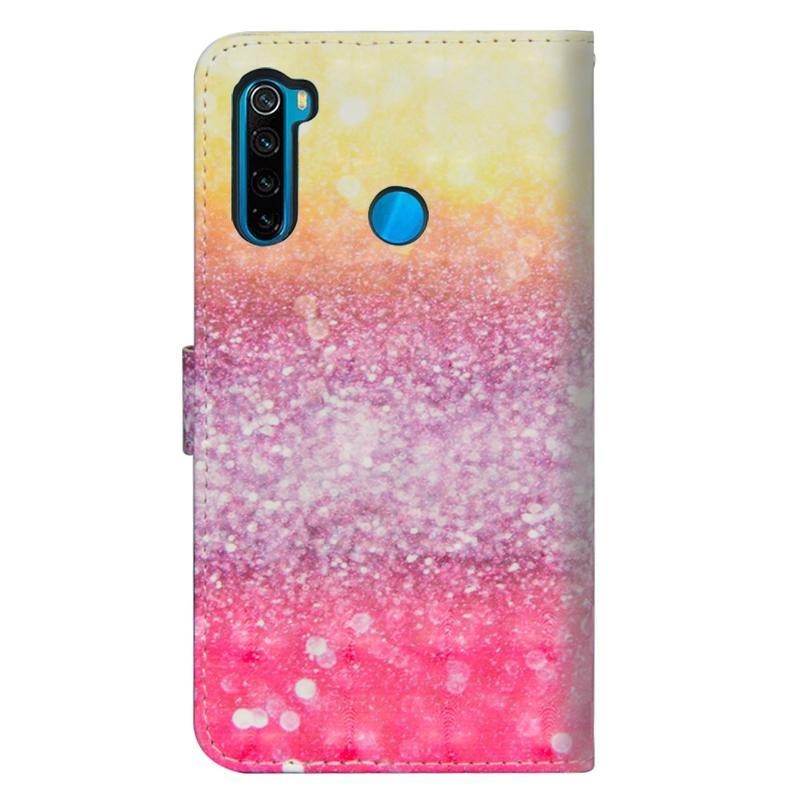 Nyomtatás PU bőr pénztárca tok Xiaomi Redmi Note 8T-hez - csillogó minta