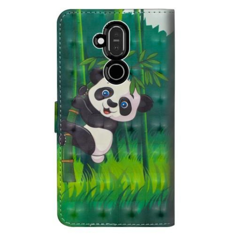 Dekor PU bőr pénztárca tok Nokia 8.1 - panda