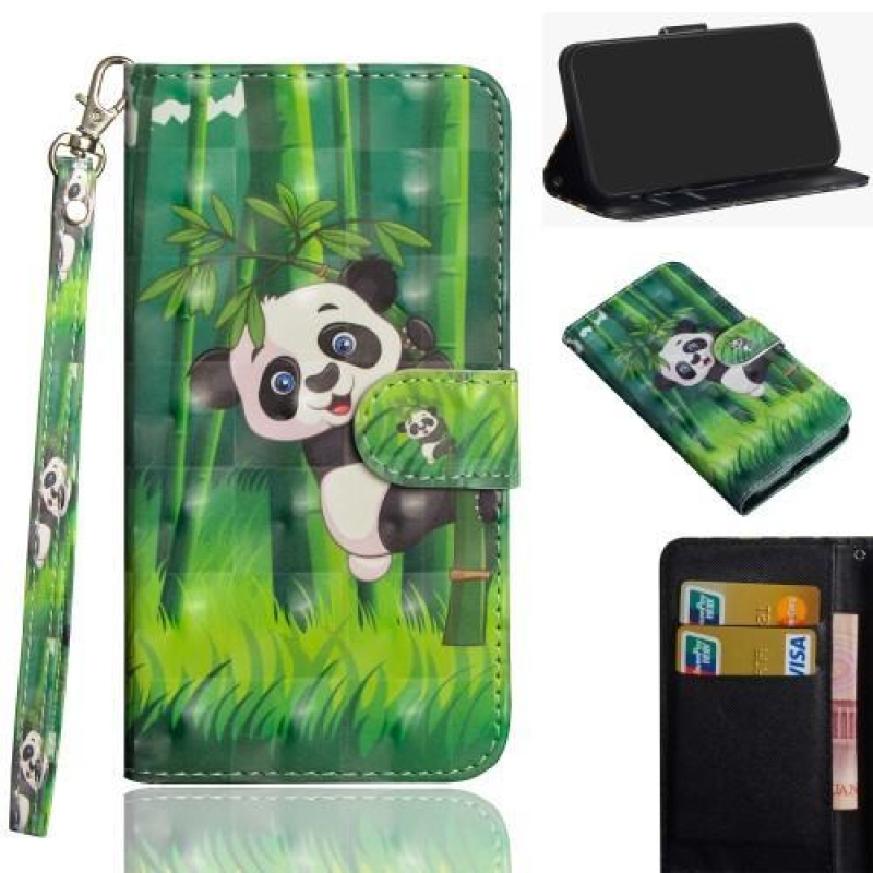 Dekor PU bőr pénztárca tok Nokia 8.1 - panda