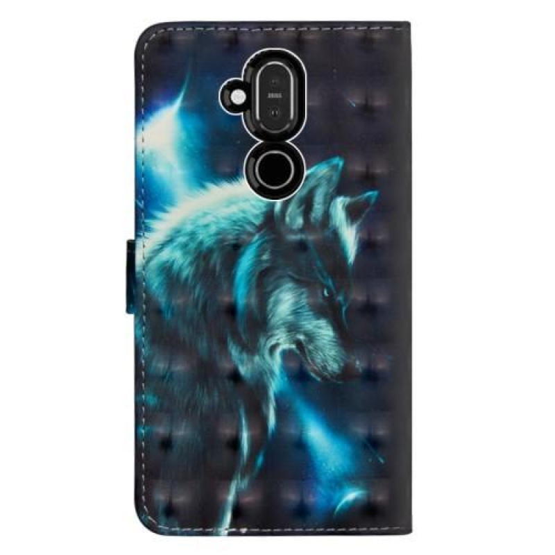 Dekor PU bőr pénztárca tok Nokia 8.1 - farkas